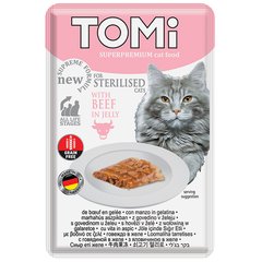 TOMi Sterilised Beef in Jelly ТОМІ СТЕРІЛАЙЗИД ЯЛОВИЧИНА В ЖЕЛЕ консерви для стерилізованих котів, вологий корм, пауч 85г (0.085кг)