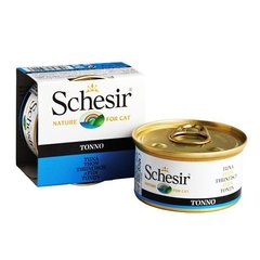 Schesir Tuna Natural - Влажный корм натуральные консервы для котов тунец, в бульоне, 85 г