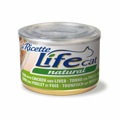 LifeCat консерва для котов тунец и куриная печень, 150 г