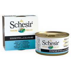 Schesir Tuna with Squid - Вологий корм натуральні консерви для котів тунець з кальмаром, в желе, 85 г