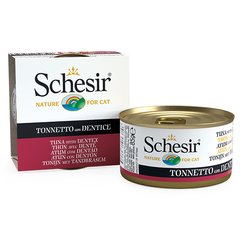 Schesir Tuna with Dentex - Влажный корм натуральные консервы для котов тунец с зубаном, в желе, 85 г