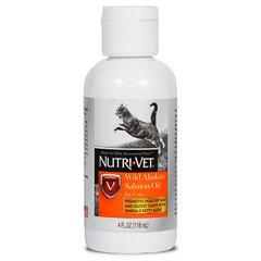 Nutri-Vet Wild Alaskan Salmon Oil - Нутри-вет Жидкая витаминная добавка для шерсти котов, масло, 118 мл