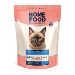 Home Food Cat Adult Hypoallergenic For Sterilised & Neutered - Гипоаллергенный сухой корм для стерилизованных и кастрированных взрослых кошек, морской коктейль, 400 г