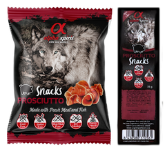 Alpha Spirit Dog Prosciutto Snacks - Беззерновые полувлажные лакомства для собак всех пород с прошутто, 50 г