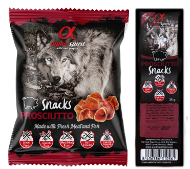 Alpha Spirit Dog Prosciutto Snacks - Беззернові напіввологі ласощі для собак усіх порід з прошуто, 50 г