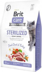 Brit Care Cat Grain Free Sterilized Weight Control - Беззерновий корм з качкою та індичкою для дорослих та стерилізованих кішок 400 г