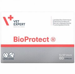 VetExpert Bioprotect - Пищевая добавка для собак и кошек с дисбалансом микрофлоры ЖКТ, 60 капсул
