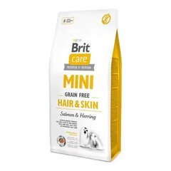 Brit Care Mini Grain Free Hair & Skin - Беззерновой сухой корм для взрослых собак мелких и миниатюрных пород с лососем и сельдью 400 г