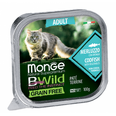Monge Cat Вwild Grain Free Adult Codfish with Vegetables - Консерва беззерновая для взрослых кошек треска, овощи 100 г