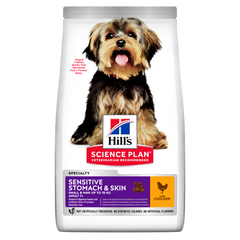Hill's Science Plan Small & Mini Sensitive Stomach & Skin Chicken - Сухой корм для собак малых пород с чувствительными пищеварением и кожей, 1,5 кг