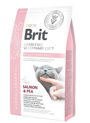 Brit GF Veterinary Diets Cat Hypoallergenic - Сухий беззерновий корм для котів при алергії (лосось/горох), 2 кг