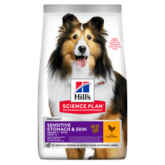 Hill's Science Plan Medium Sensitive Stomach & Skin Chicken - Сухой корм для собак средних пород с чувствительными пищеварением и кожей, 2,5 кг