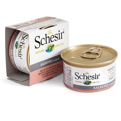 Schesir Salmon Natural Style - Вологий корм натуральні консерви для котів лосось, в бульйоні, 85 г