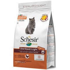 Schesir Cat Sterilized&Light - Сухий монопротеїновий корм для стерилізованих кішок та кастрованих котів, для котів схильних до повноти, курка, 1,5 кг