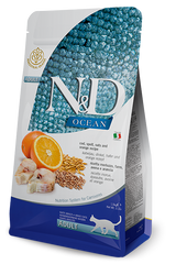 Farmina N&D Ocean Adult - Повнораціонний сухий корм для дорослих котів, з тріскою та апельсином, 1,5 кг
