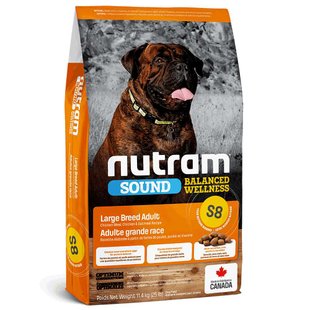 Nutram S8 Sound Balanced Wellness Large Breed Adult Dog Food - Cухий корм для дорослих собак великих порід з куркою і вівсянкою, 11,4 кг