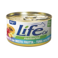 LifeCat консерва для кошек тунец с фруктовым миксом, 85 г