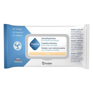 Стоматологические салфетки для собак и кошек Plaqtiv+ Dental Wipes, 64 шт