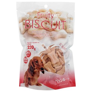 DoggyMan Biscuit Strawberry ДОГГІМЕН БІСКВІТ ПОЛУНИЦЯ фруктове печиво, ласощі для собак (0.22кг)