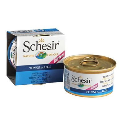 Schesir Tuna Aloe Kitten - Шезир консерва Тунец с алоэ для котят, ж/б, 85 г