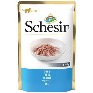 Schesir Tuna - Влажный корм натуральные консервы для котов тунец в желе, пауч, 85 г