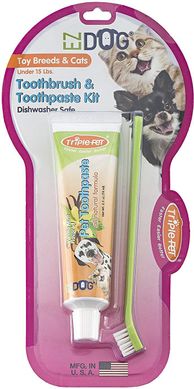 TRIPLE PET - Набор для чистки зубов со щеткой для кошек и малых пород собак