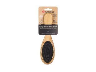 Flamingo Brush & Pin Brush Bamboo Щітка дерев'яна для собак двостороння