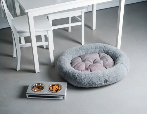 Овальный лежак для собак и кошек Harley & Cho Bagel Fur Gray, размер S