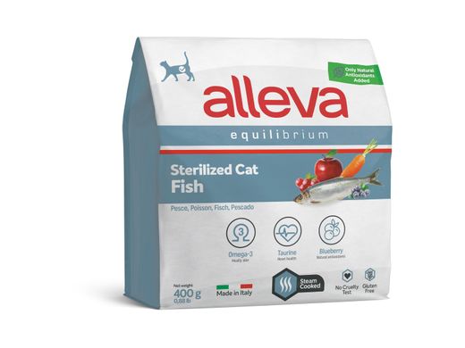 Alleva Equilibrium Fish Sterilized Cat - з рибою для дорослих стерилізованих котів або котів, що живуть у домашніх умовах 0,4 кг