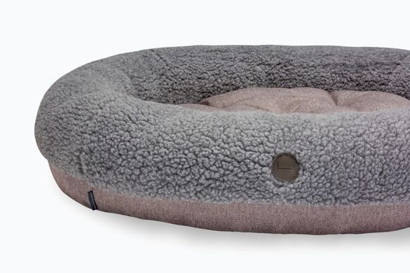 Овальный лежак для собак и кошек Harley & Cho Bagel Fur Gray, размер S