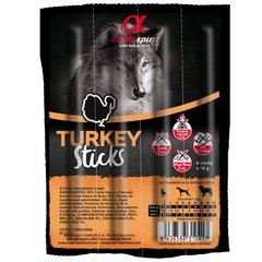 Alpha Spirit Dog Sticks Turkey - Беззернові напіввологі ласощі-палички для собак усіх порід з м'ясом індички, 40 г