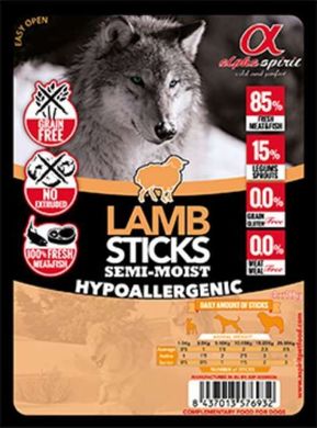 Alpha Spirit DOG Sticks Lamb Chicken - полувлажные лакомства для собак палочки с ягнёнком и курицей, 10г