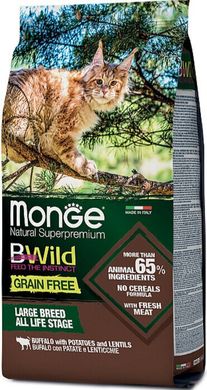 Monge Cat Bwild Grain Free Буйвол - Сухой корм для кошек больших пород с 2-х месяцев 1,5 кг