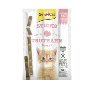 GimCat Sticks Kitten - Лакомство для котят мясные с индейкой и кальцием, 3 шт