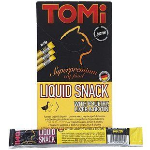 TOMi Liquid Snack Poultry, Liver&Biotin ТОМІ ПТИЦЯ ТА ПЕЧІНКА З БІОТИНОМ рідкі ласощі для котів (0.015кг)
