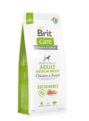 Brit Care Dog Sustainable Adult Medium Breed - Сухий корм для дорослих собак середніх порід з куркою та комахами, 12 кг