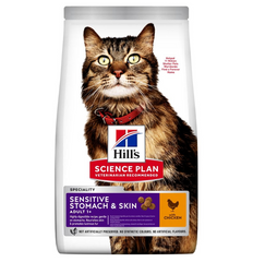 Hill's SP Feline Adult Sensitive Stomach & Skin - сухой корм для взрослых кошек с чувствительным пищеварением и кожей, с курицей