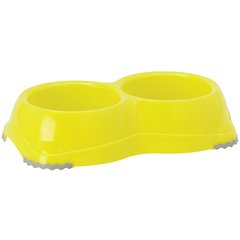 Moderna СМАРТІ подвійна миска пластикова для собак і котів №1, 2Х330 мл, d-11 см, ківі (Лимонний ( 0.33 ))