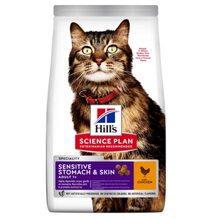 Hill's SP Feline Adult Sensitive Stomach & Skin - Сухий корм для дорослих кішок з чутливим травленням і шкірою, з куркою, 300 г