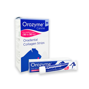 Гель для собак і котів Orozyme для боротьби з проблемами зубів та ясен, 70 г + Жувальні смужки для собак Orozyme для гігієни ротової порожнини, розмір М