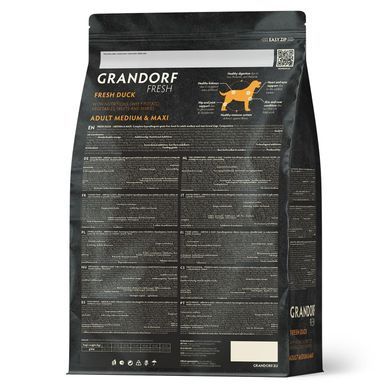 Grandorf FRESH DUCK & SWEET POTATO ADULT DOG MEDIUM & MAXI - Сухий корм для дорослих собак середніх та великих порід з качкою та бататом, 3 кг