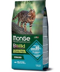 Monge Cat Bwild Grain Free Sterilised - Сухой корм для кошек с тунцом, 1,5 кг
