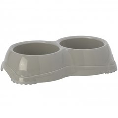 Moderna СМАРТІ подвійна миска пластикова для собак і котів №1, 2Х645 мл, d-14 см (Теплий сірий ( 0.65 ))