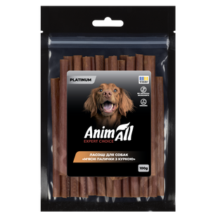 AnimAll Platinum Ласощі для собак М'ясні палички з куркою, 100 г