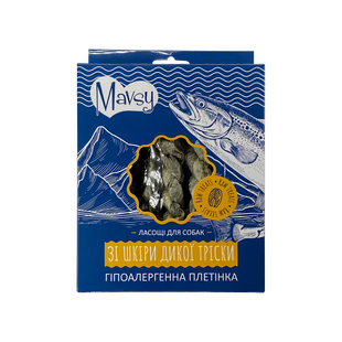 Ласощі гіпоалергенні для собак Mavsy FISH skin braids плетінка зі шкіри тріски, 100 г