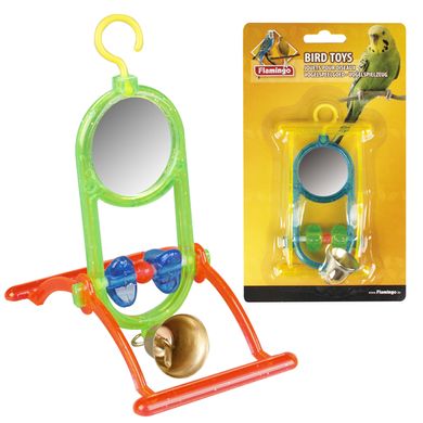 Flamingo Mirror Straight+Bell Іграшка для папуг дзеркало з колокольчиком, 6х8 см