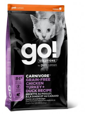 GO! Для кошенят і кішок - 4 види м'яса: зі свіжою куркою, індичкою, качкою та лососем, беззерновий (Fit + Free)