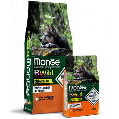 Monge Dog Вwild Grain Free Puppy & Junior Duck - Сухой корм с уткой для щенков всех пород 2,5 кг