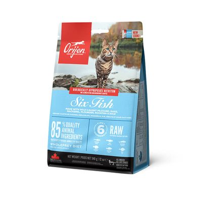 Orijen 6 Fish Cat & Kitten - Сухой корм для кошек и котят на основе 6 видов рыб, 340 г