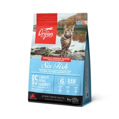 Orijen 6 Fish Cat & Kitten - Сухой корм для кошек и котят на основе 6 видов рыб, 1,8 кг